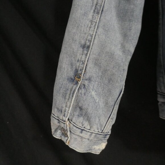 LUCKY BRAND | small | Distressed Jean Denim Sherpa Jacket | Snap Button Closure - Picture 13 of 16